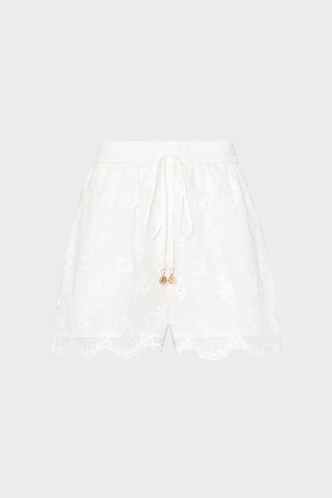 MILLY Cover-Ups-3D Floral Cotton Eyelet Shorts White