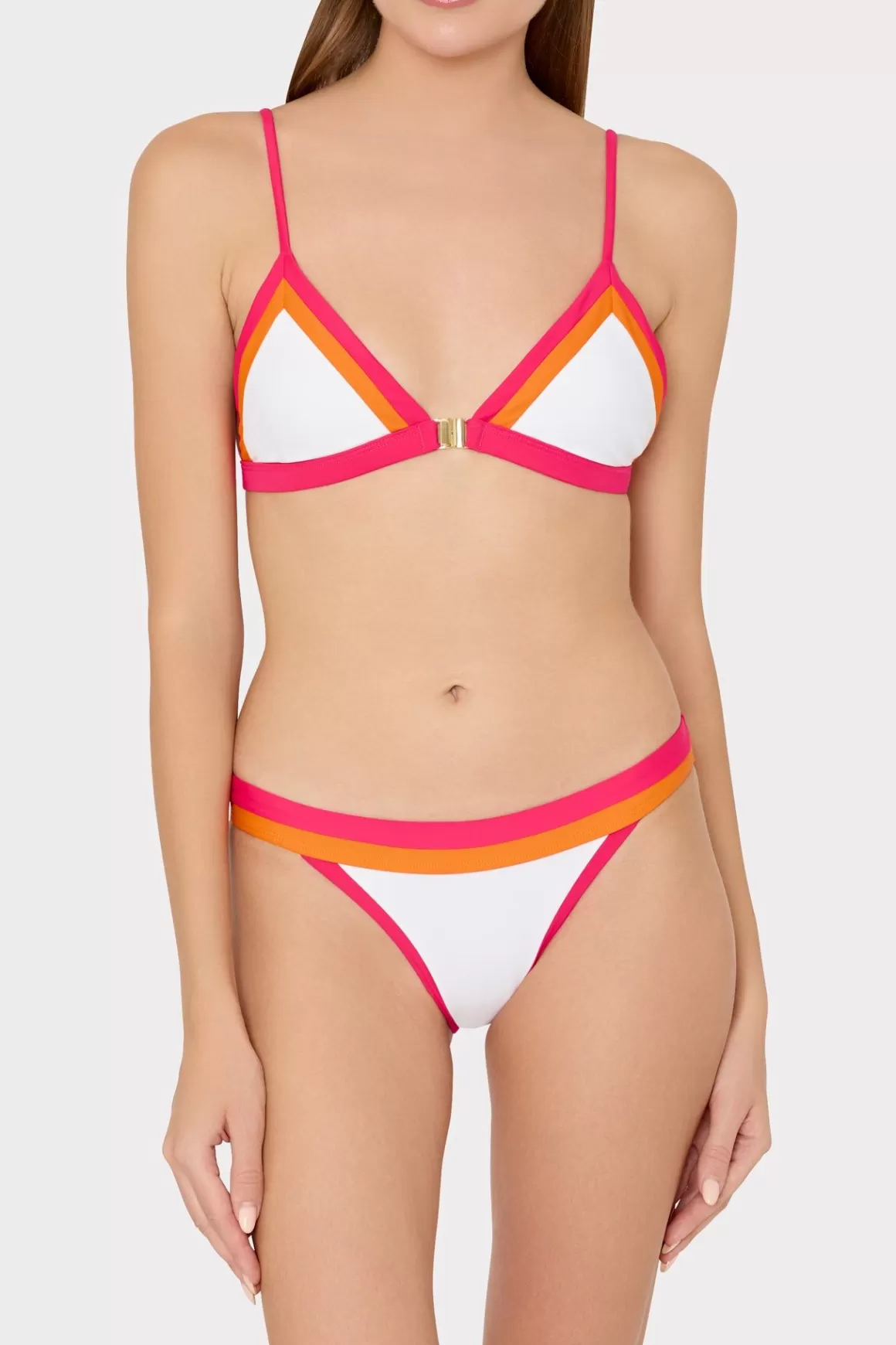MILLY Bikinis-Amalfi Color Block Bikini Top Pink Multi