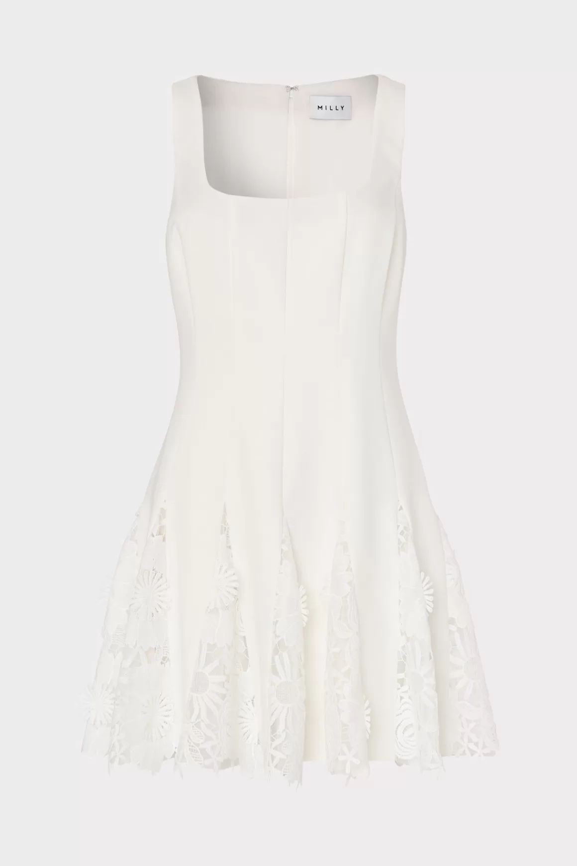 MILLY Day Dresses-Ariel Cady 3D Lace Combo Dress Ecru
