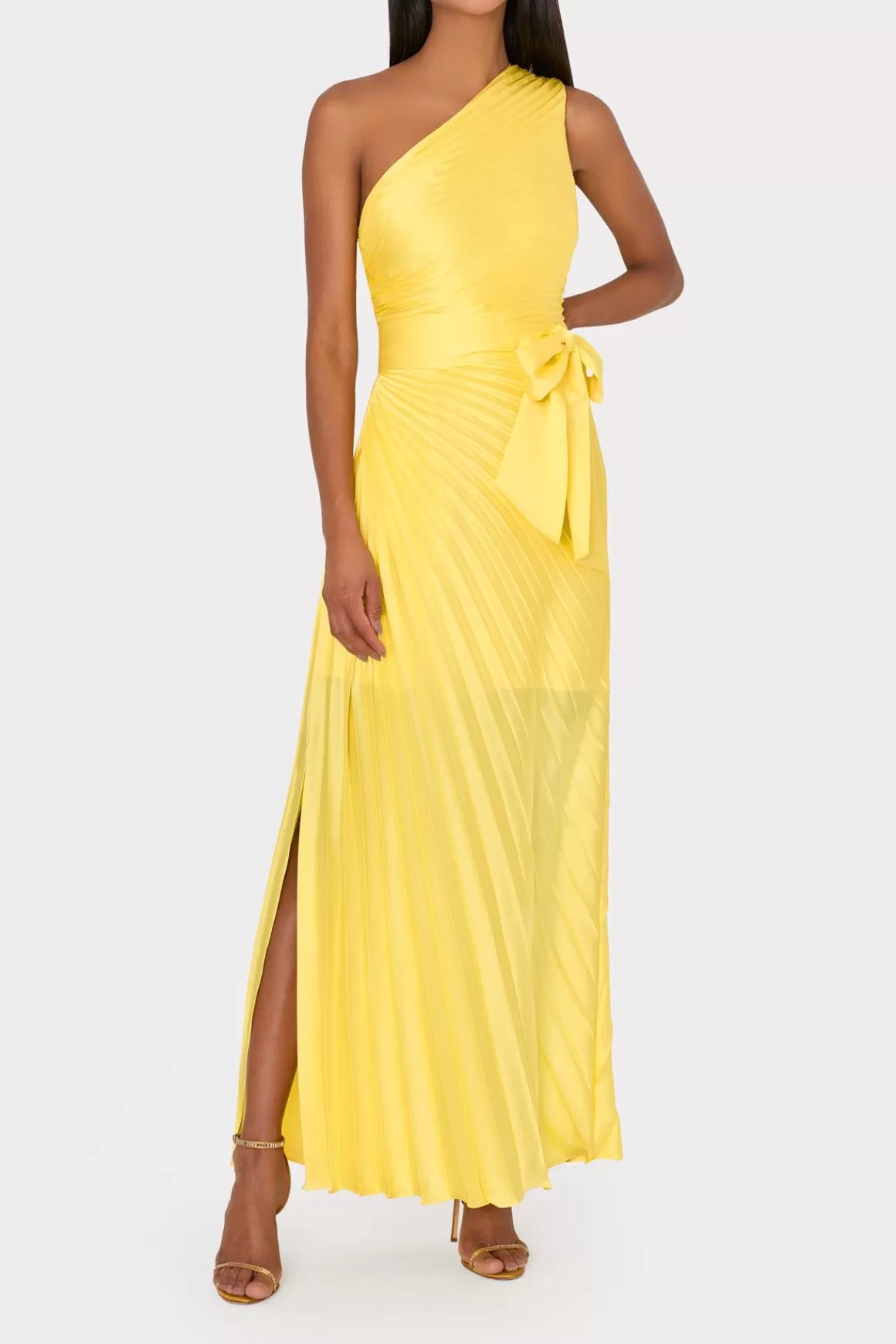 MILLY Maxi Dresses-Estelle Satin Dress Yellow