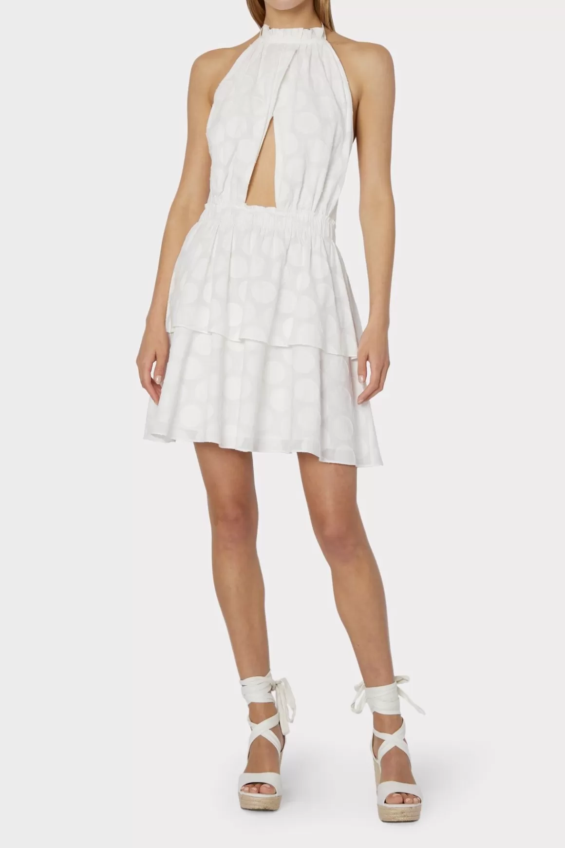 MILLY Day Dresses-Evelia Reina Graphic Dot Clipping Dress White