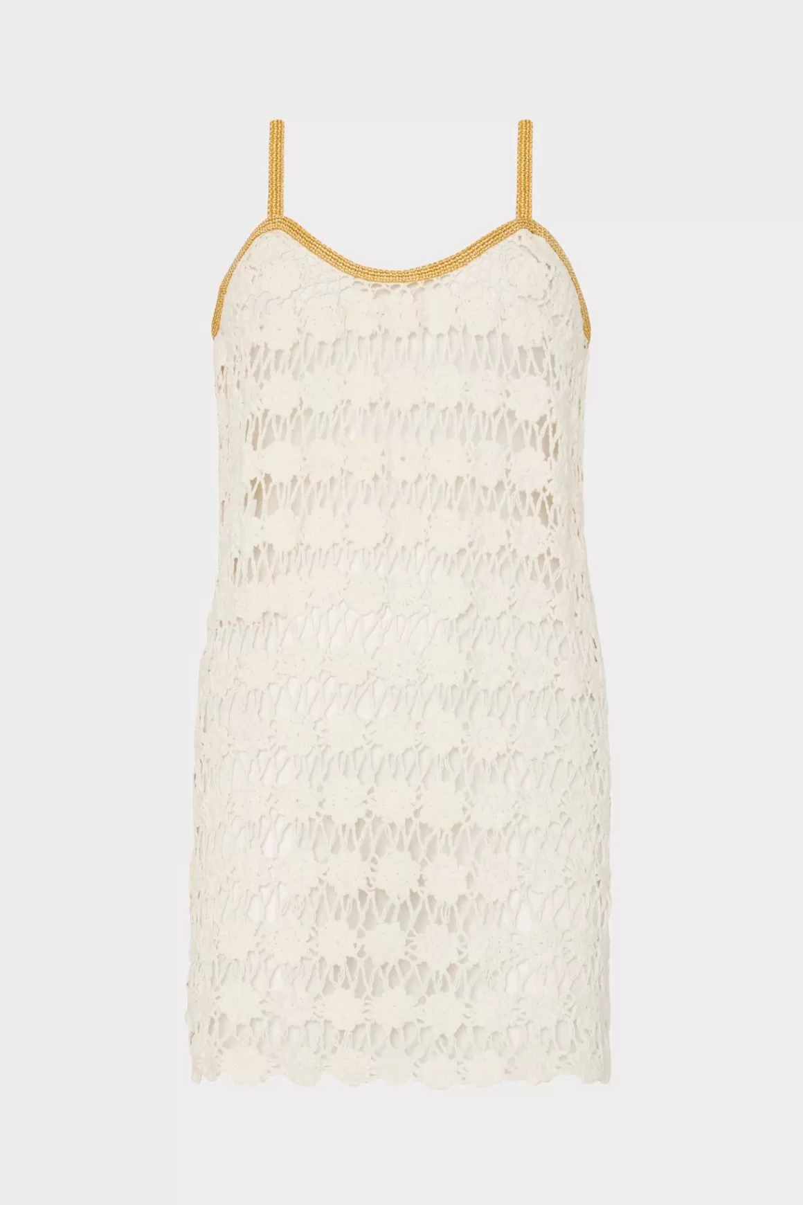 MILLY Cover-Ups-Floral Crochet Cami Mini Dress Ecru