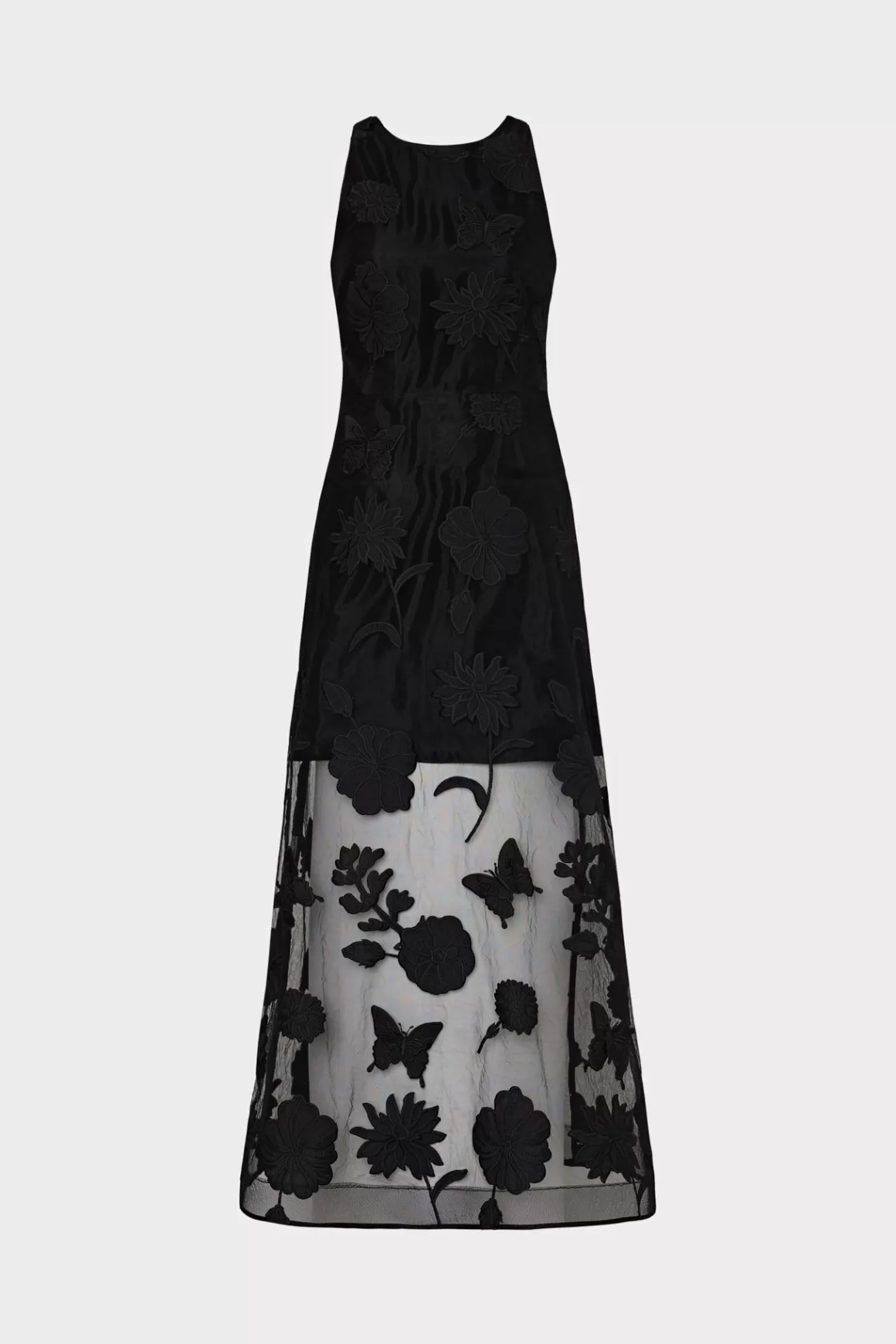 MILLY Maxi Dresses-Hannah 3D Butterfly Embroidery Dress Black