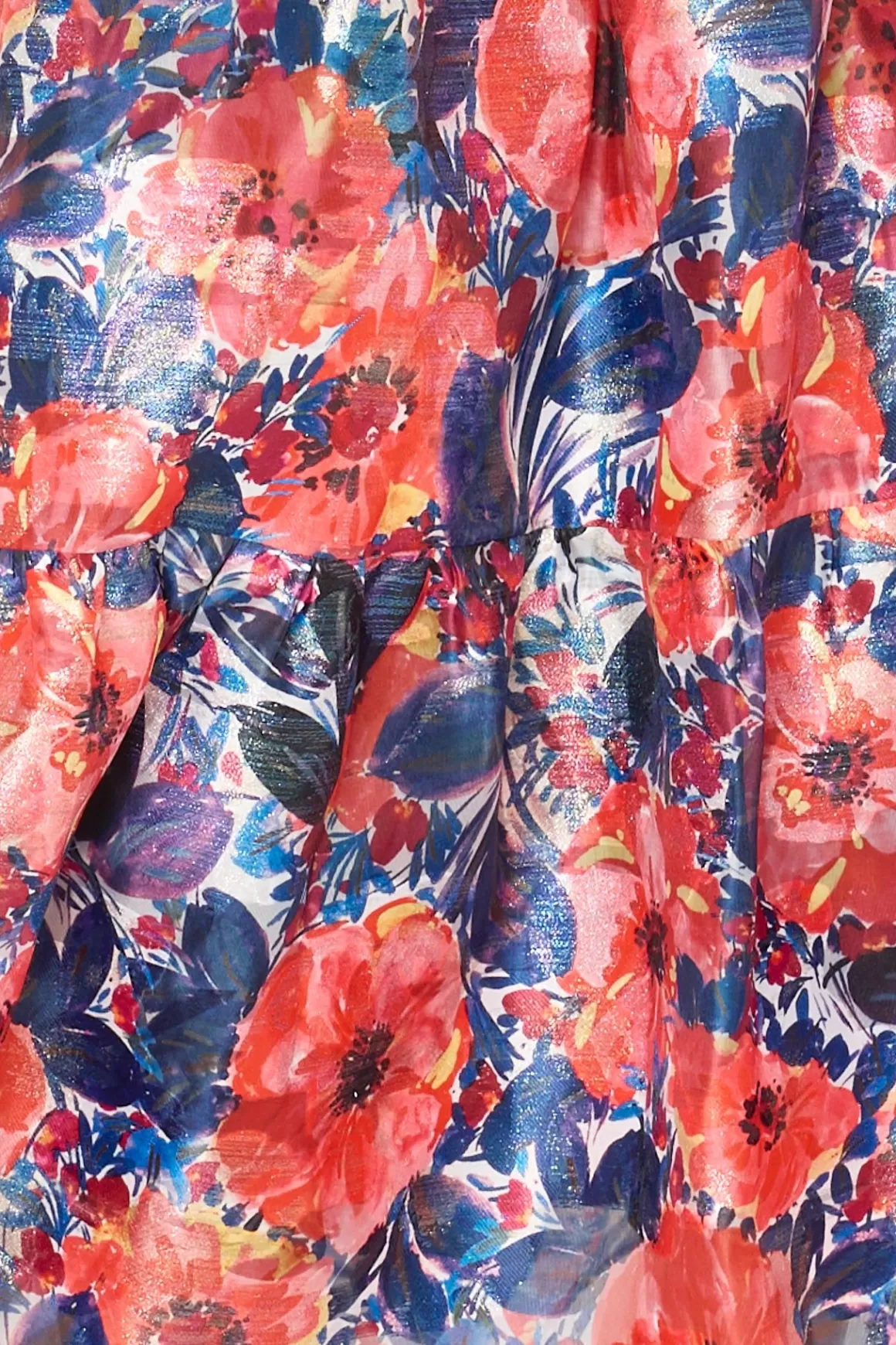 MILLY Evening Gowns-Hayden Watercolor Poppy Jacquard Dress Red Multi