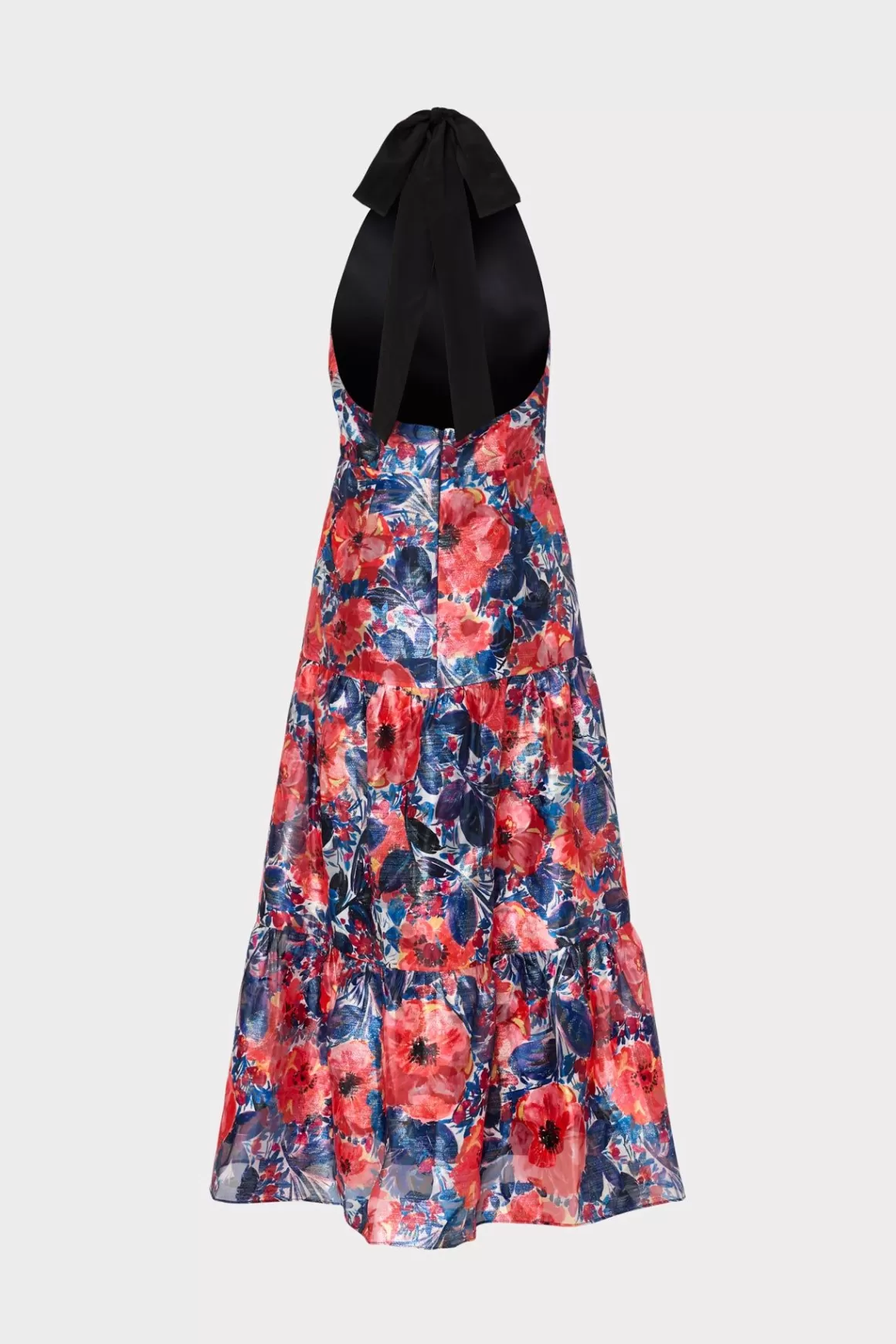 MILLY Evening Gowns-Hayden Watercolor Poppy Jacquard Dress Red Multi