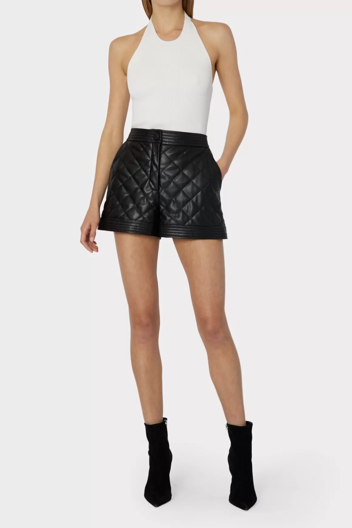 MILLY Sweaters & Knits-Metal Neck Trim Halter Top Ecru