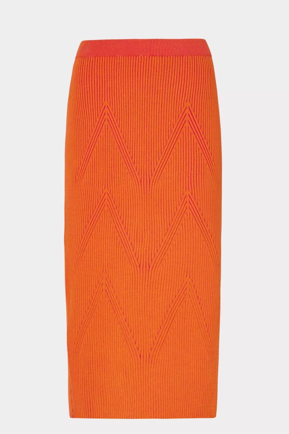 MILLY Sweaters & Knits-Plaited Knit Midi Skirt Pink/Coral