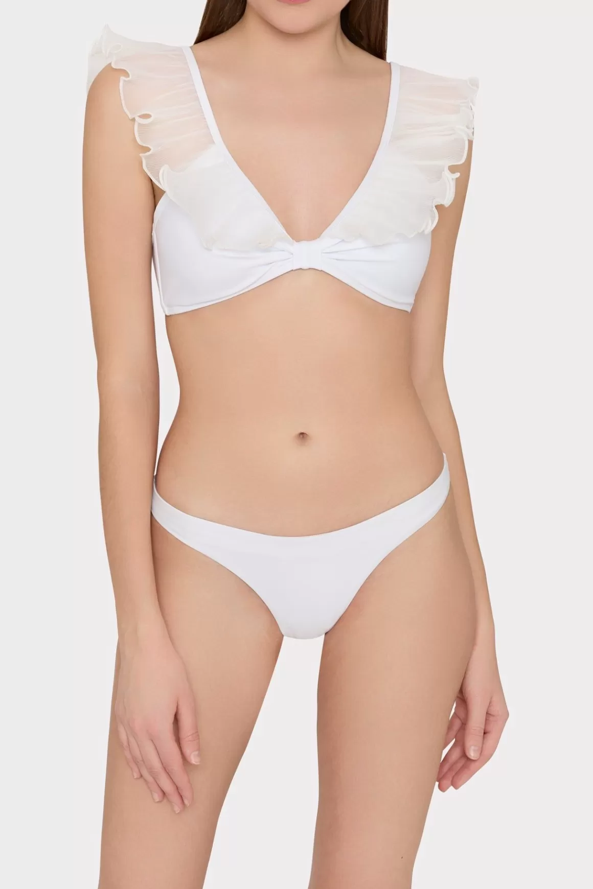 MILLY Jumpsuits & Rompers-Pleated Organza Bikini Top White