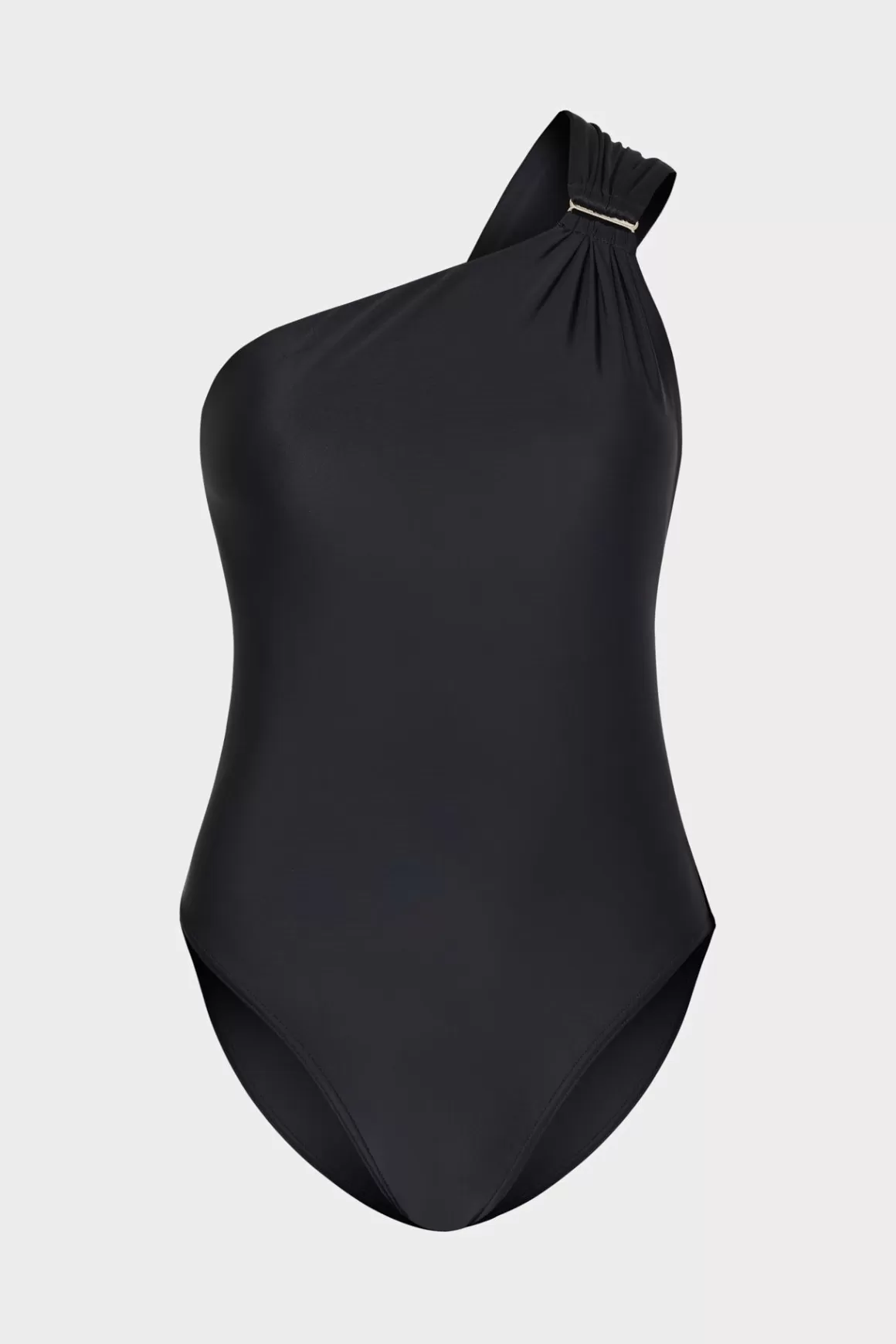 MILLY One Piece Swimsuits-Solid Carvico Vita One Shoulder One Piece Black