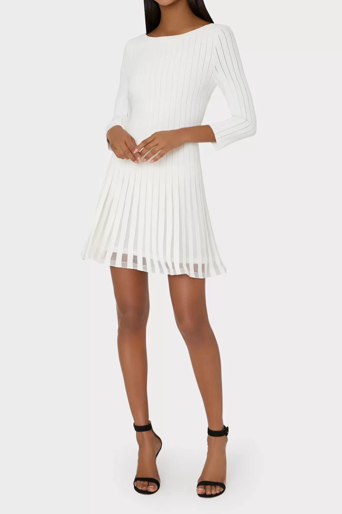 MILLY Jumpsuits & Rompers-Tabitha Sheer Godet Mini Dress Ecru