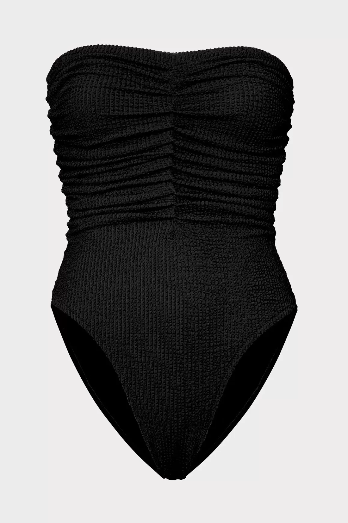 MILLY One Piece Swimsuits-Textured Ruched One Piece Black