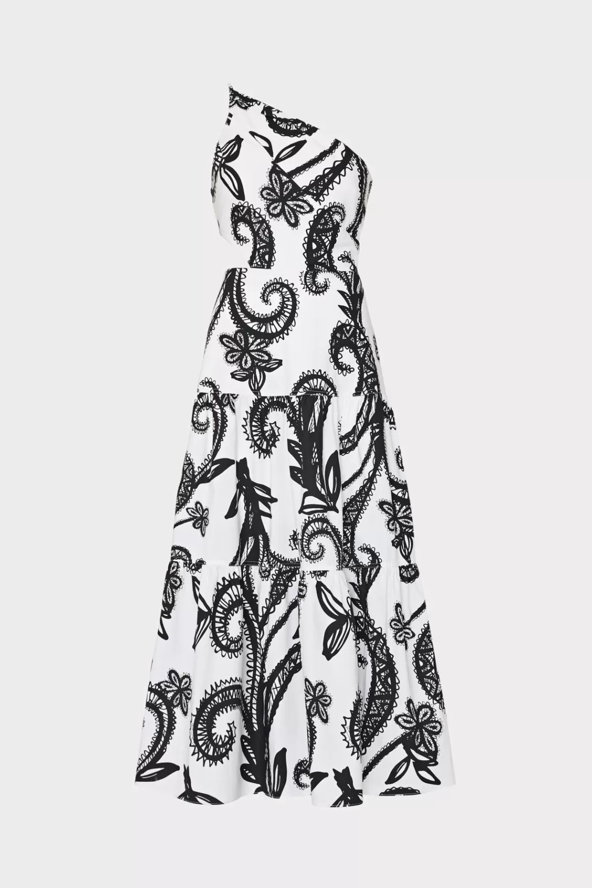MILLY Sundresses-Vintage Vine Poplin Dress Black/White