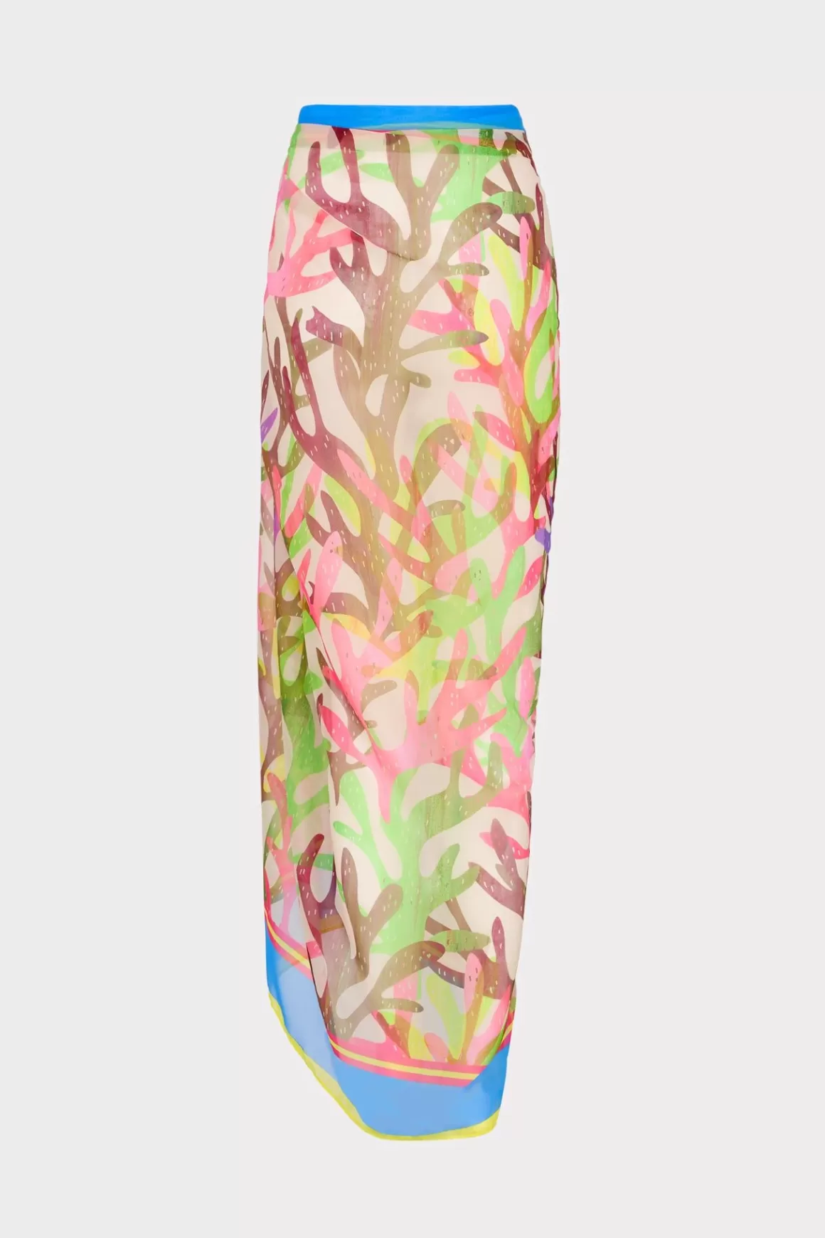 MILLY Jumpsuits & Rompers-Watercolor Caribbean Coral Chiffon Sarong Green Multi